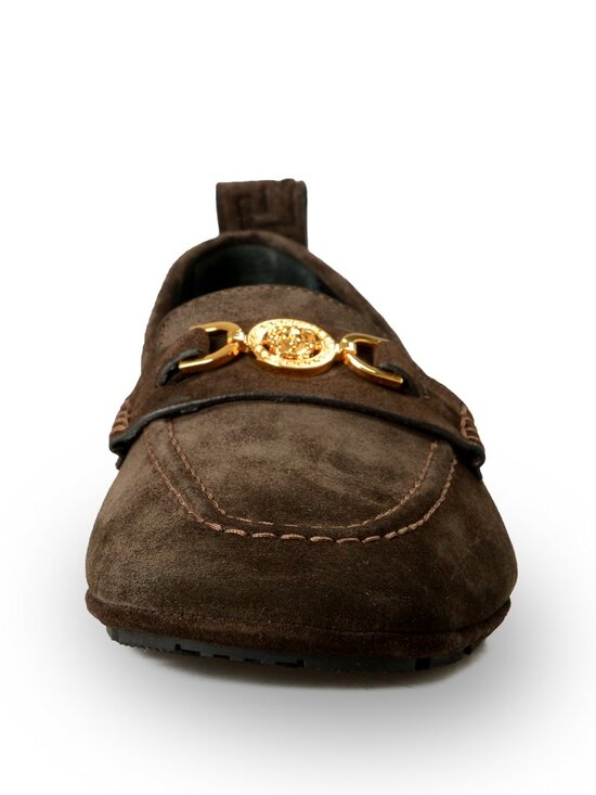 Versace Men\'s 100% Suede Leather Gold Medusa Driver Loafers Shoes US 9 IT 42 main image 3
